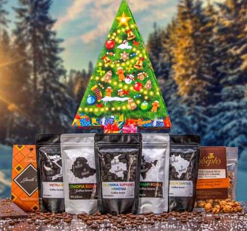 Vánoční stromeček plný prémiové kávy