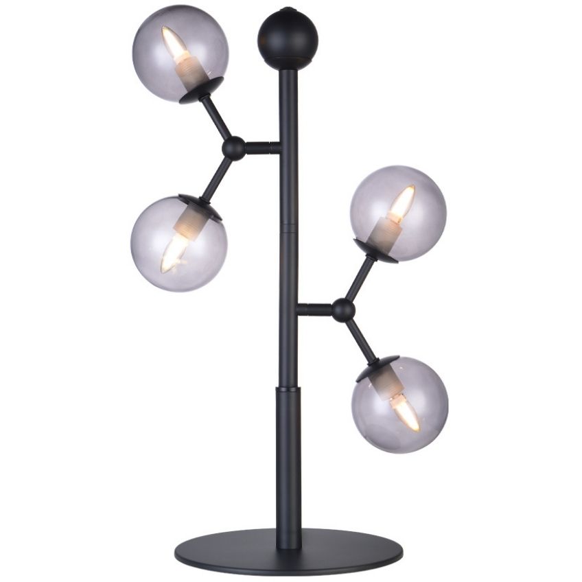 Kouřově šedá skleněná stolní lampa Halo Design Atom