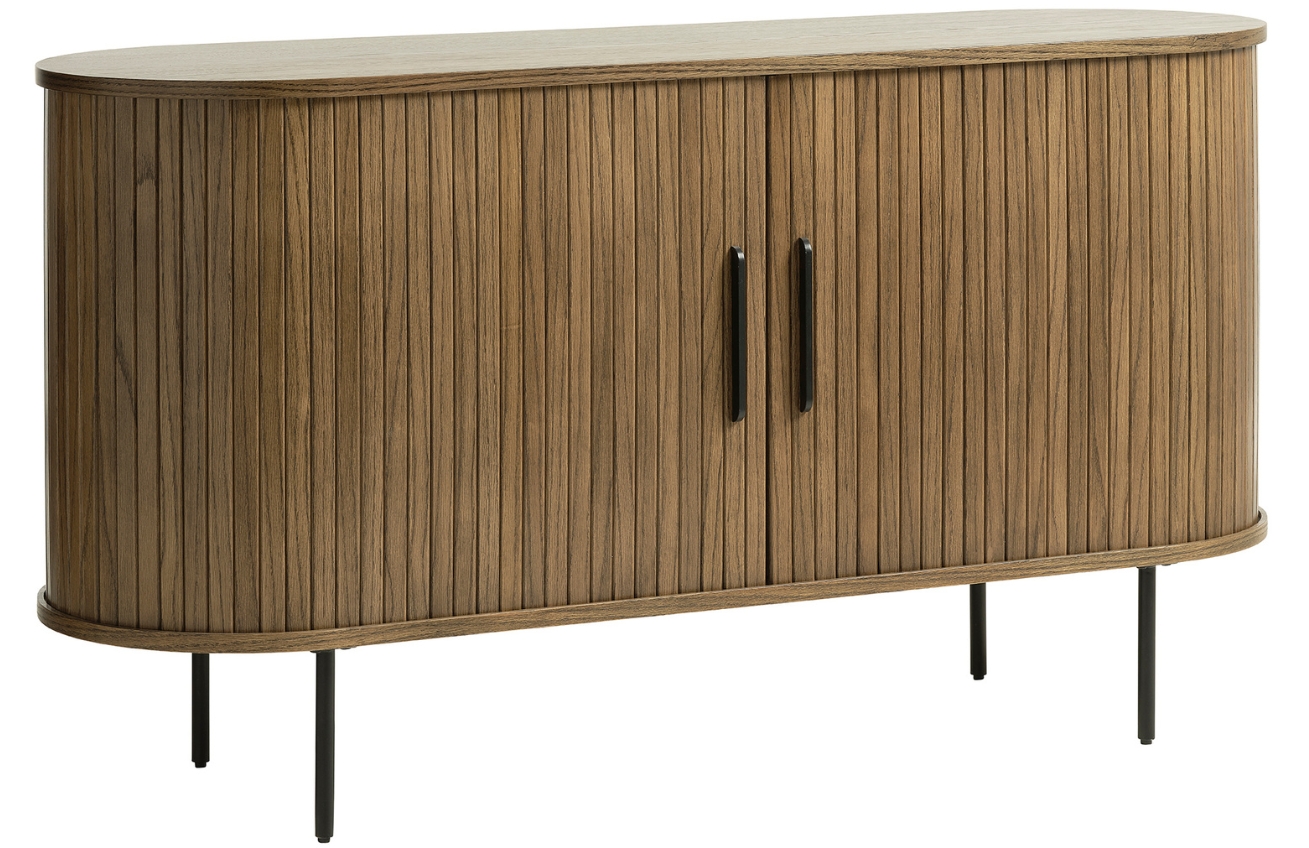 Tmavě hnědá dubová komoda Unique Furniture Nola 140 x 45 cm