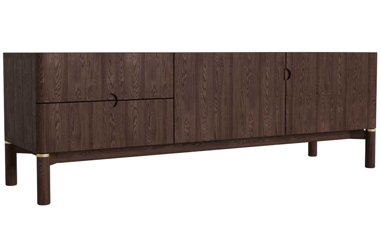 Tmavý dubový TV stolek Unique Furniture Arun 160 x 46 cm